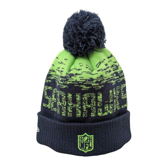 Seattle Seahawks New Era NFL Pom Pom Knit‎ Fleece Lined Beanie Hat One Size - Picture 4 of 10